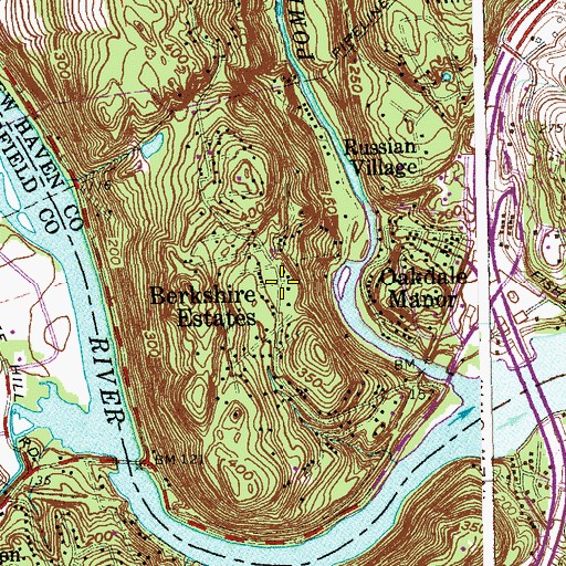 Topographic Map of Berkshire Estates, CT
