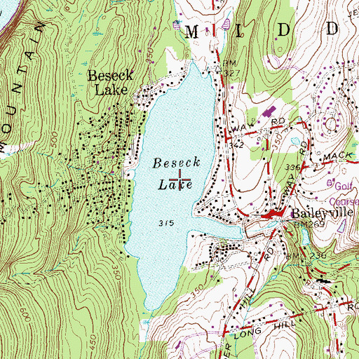 Topographic Map of Beseck Lake, CT