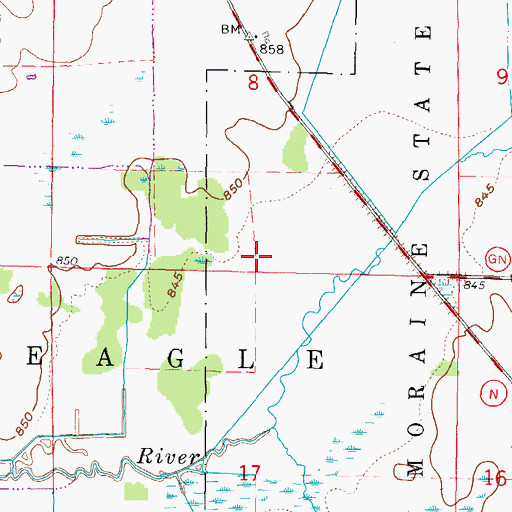 Topographic Map of Scuppernong Prairie State Natural Area, WI