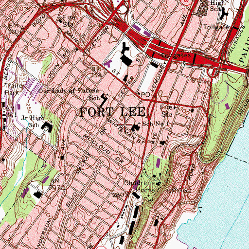 Topographic Map of Fireman's Park, NJ