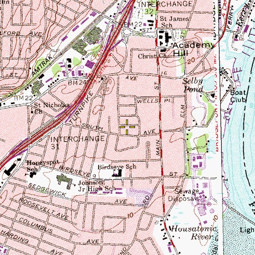 Topographic Map of Bethany Church, CT