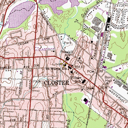 Topographic Map of Closter Public Library, NJ
