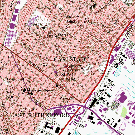 Topographic Map of William E Dermody Free Public Library, NJ