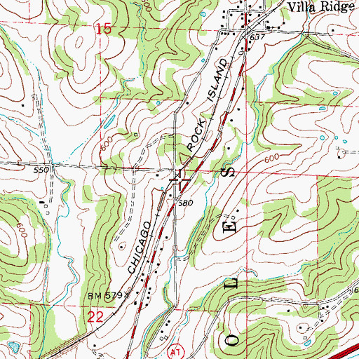 Topographic Map of Boles Fire Protection District Station 3, MO