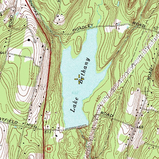 Topographic Map of Lake Bethany, CT