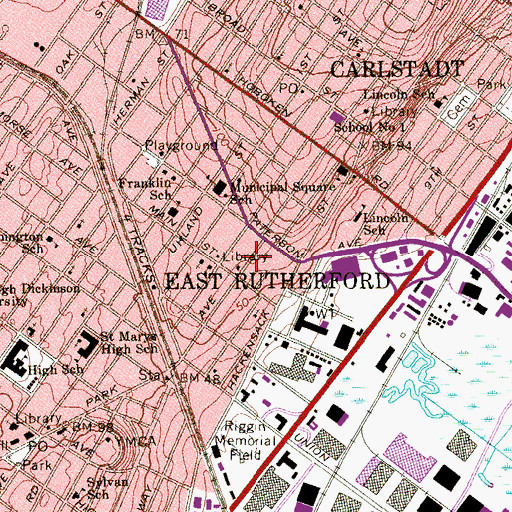Topographic Map of Jewish Center of South Bergen, NJ