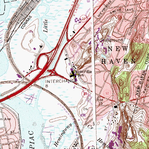 Topographic Map of Betsy Ross Arts School, CT