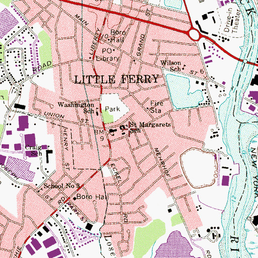Topographic Map of Saint Margaret's of Cartona Church, NJ