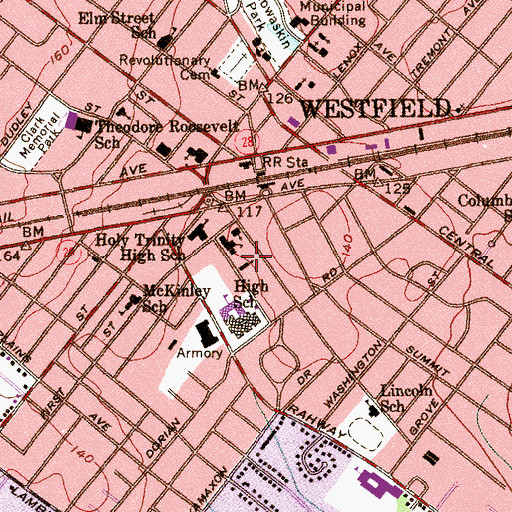 Topographic Map of Bethel Baptist Church, NJ