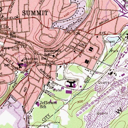 Topographic Map of Edison Recreation Center, NJ