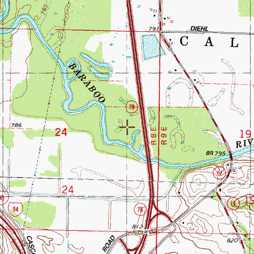 Topographic Map of Baraboo River Floodplain Forest State Natural Area, WI
