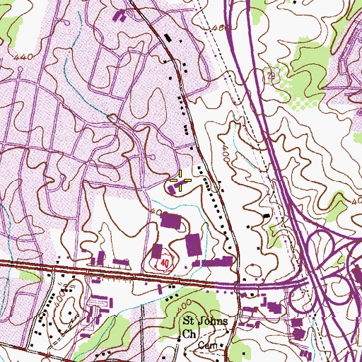 Topographic Map of Resurrection - Saint Paul School, MD