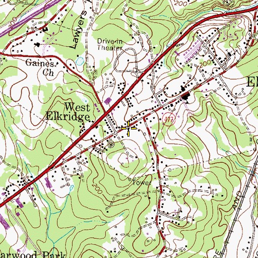 Topographic Map of Howard County Fire Department Station 1, MD