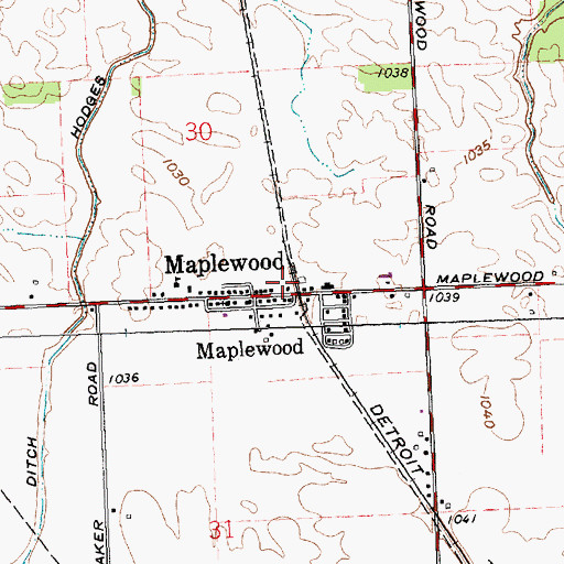 Topographic Map of Maplewood Post Office, OH