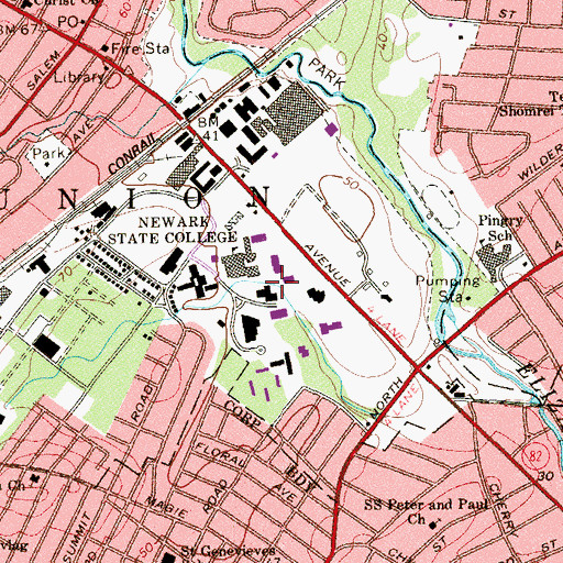 Topographic Map of New Academic Building 2, NJ