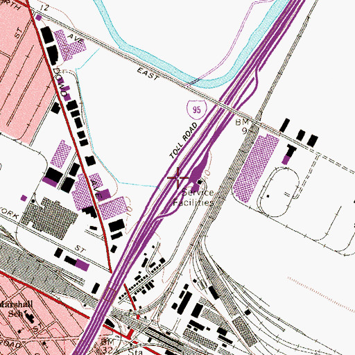 Topographic Map of Interchange 13A, NJ
