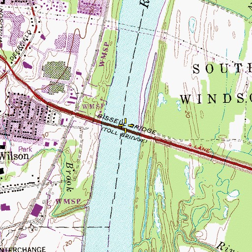 Topographic Map of Bissell Bridge, CT