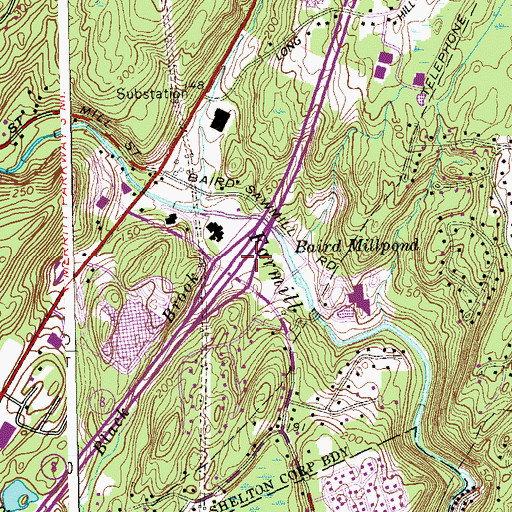 Topographic Map of Black Brook, CT