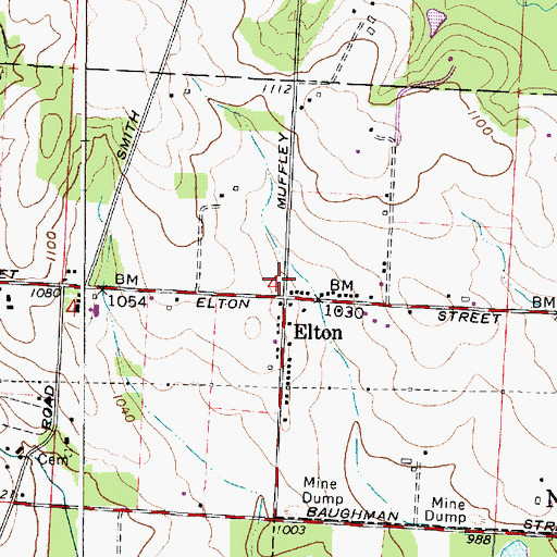 Topographic Map of Elton Post Office (historical), OH