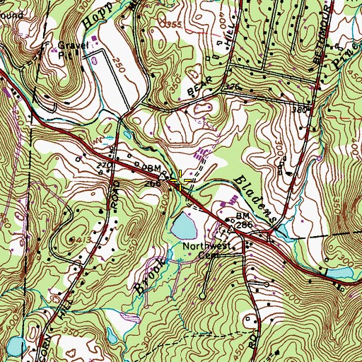 Topographic Map of Black Brook, CT