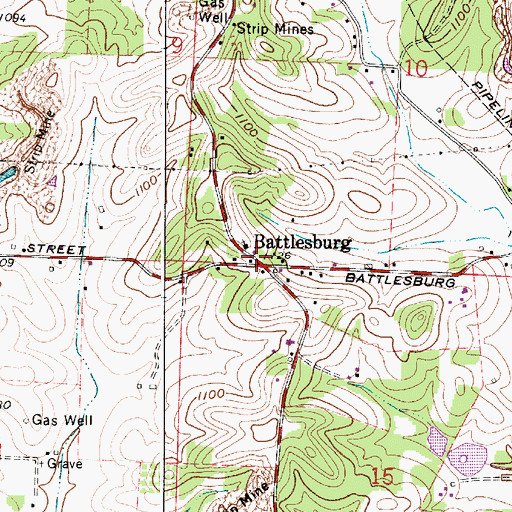 Topographic Map of Battlesburg Post Office (historical), OH