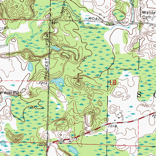 Topographic Map of Kettle Hole Woods State Natural Area, WI