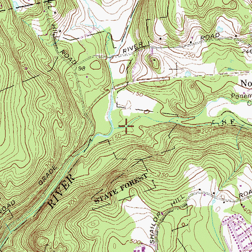 Topographic Map of Blackledge River, CT
