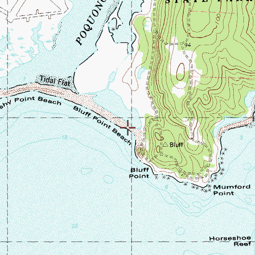 Topographic Map of Bluff Point Beach, CT