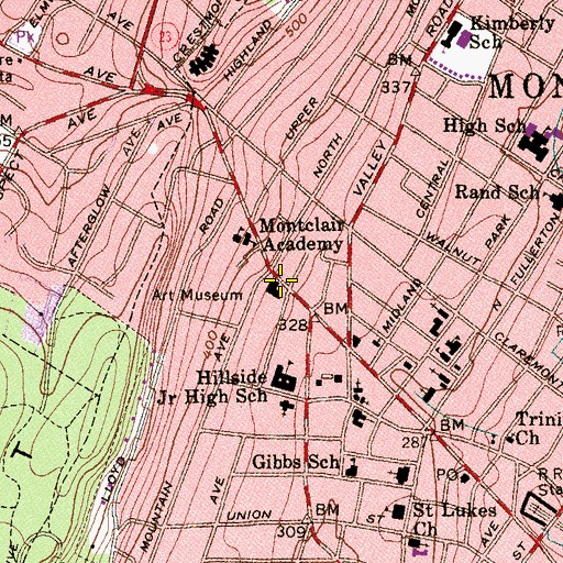 Topographic Map of Montclair Art Museum, NJ