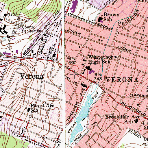 Topographic Map of Calvary Lutheran Church of Verona, NJ