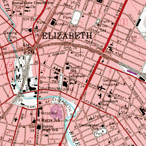 Topographic Map of Boxwood Hall, NJ