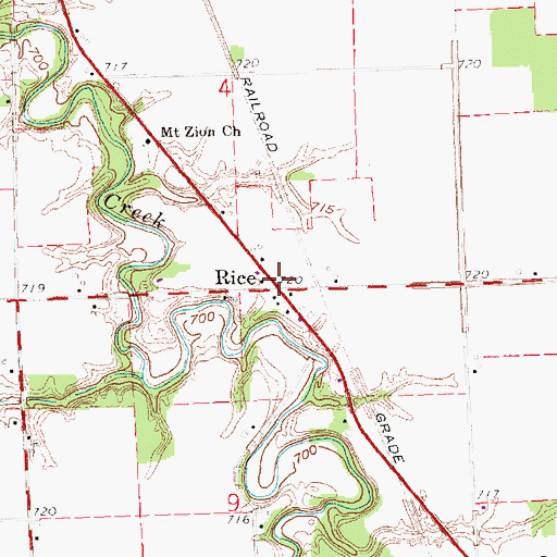 Topographic Map of Rice Post Office (historical), OH