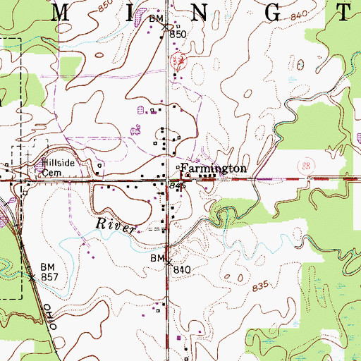 Topographic Map of Farmington Post Office (historical), OH