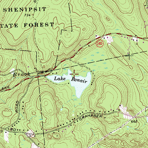 Topographic Map of Lake Bonair, CT