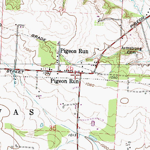 Topographic Map of Pigeonrun Post Office (historical), OH