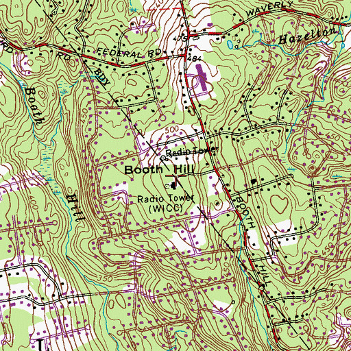 Topographic Map of Booth Hill, CT