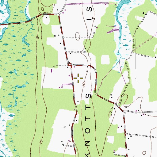 Topographic Map of Knotts Island Post Office, NC