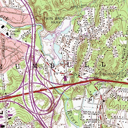 Topographic Map of Booth Hill Brook, CT