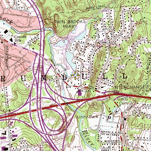 Topographic Map of Booth Hill Brook, CT