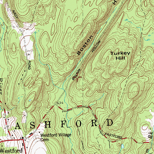 Topographic Map of Boston Hollow, CT