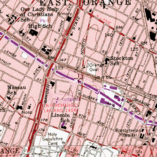 Topographic Map of Interchange 12, NJ