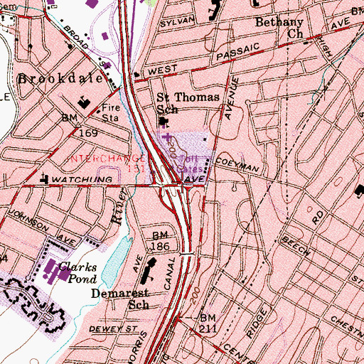 Topographic Map of Interchange 151, NJ