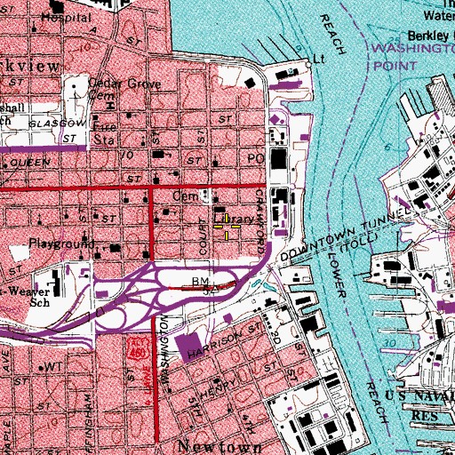 Topographic Map of The Portsmouth Museum of Military History, VA