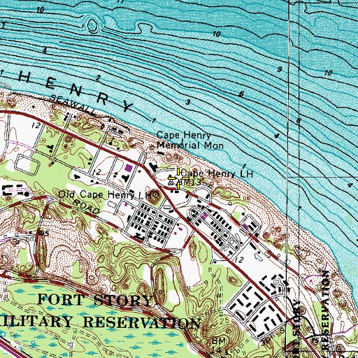 Topographic Map of New Cape Henry Lighthouse, VA