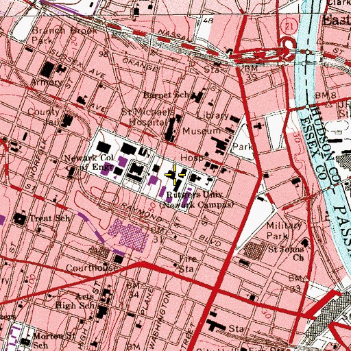 Topographic Map of Norman Samuels Plaza, NJ