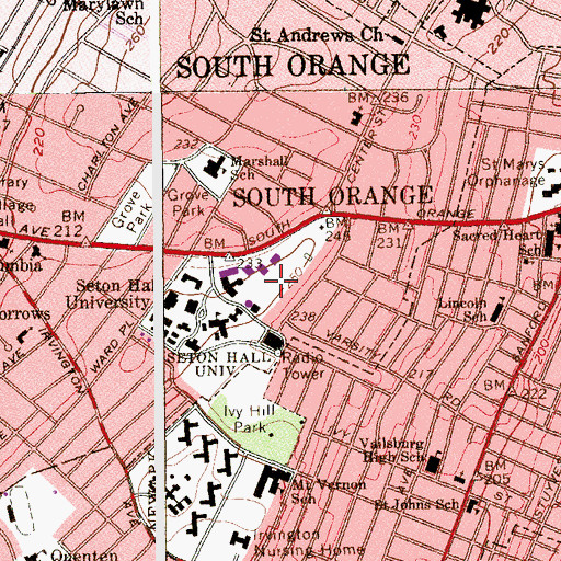 Topographic Map of Xavier Hall, NJ