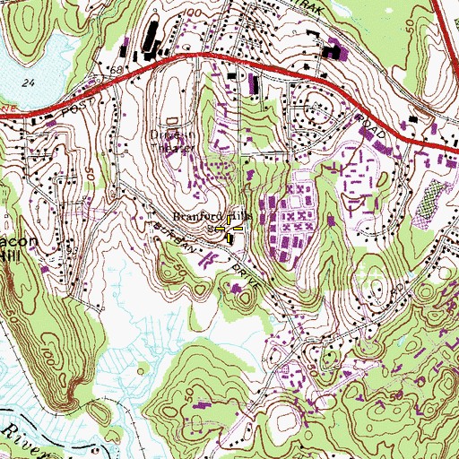 Topographic Map of Branford Hills School, CT
