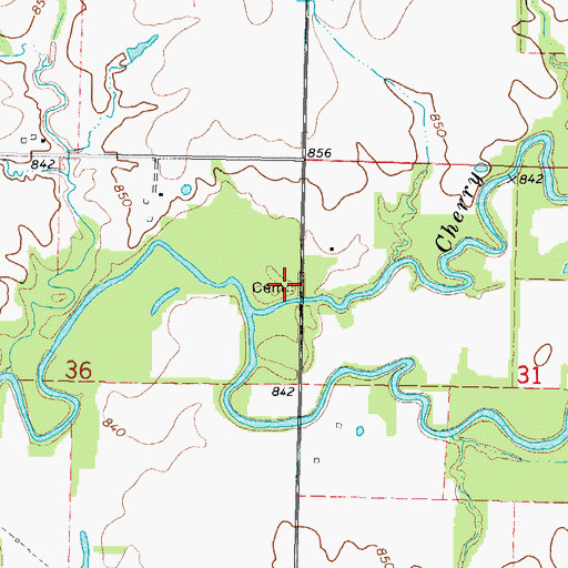 Topographic Map of LaRue Cemetery, KS