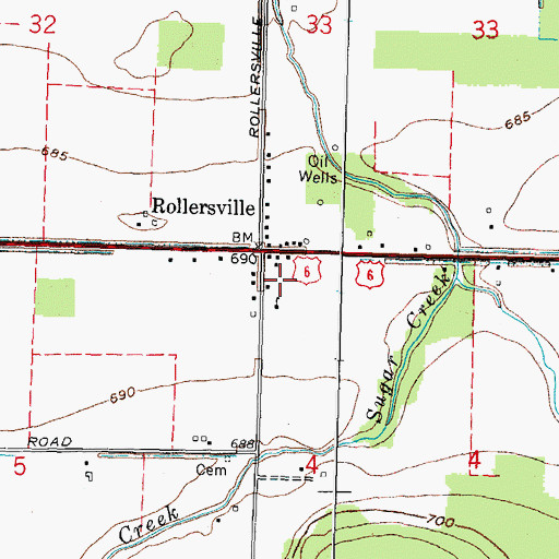 Topographic Map of Rollersville Post Office (historical), OH