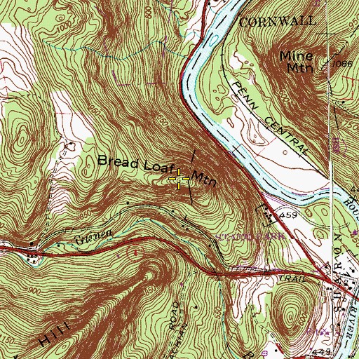 Topographic Map of Bread Loaf Mountain, CT